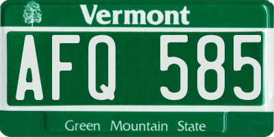 VT license plate AFQ585