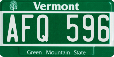 VT license plate AFQ596