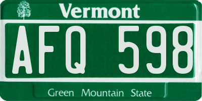 VT license plate AFQ598