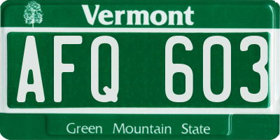 VT license plate AFQ603