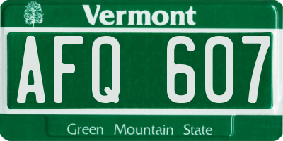 VT license plate AFQ607