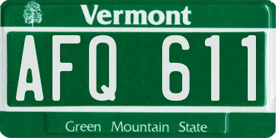 VT license plate AFQ611