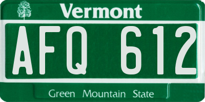 VT license plate AFQ612