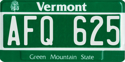VT license plate AFQ625