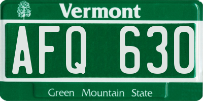VT license plate AFQ630
