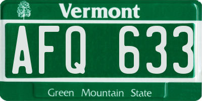 VT license plate AFQ633