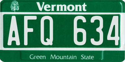 VT license plate AFQ634