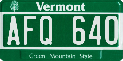 VT license plate AFQ640