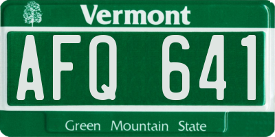 VT license plate AFQ641
