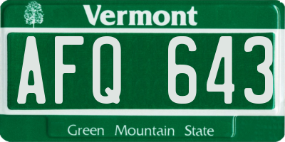 VT license plate AFQ643