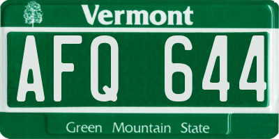 VT license plate AFQ644