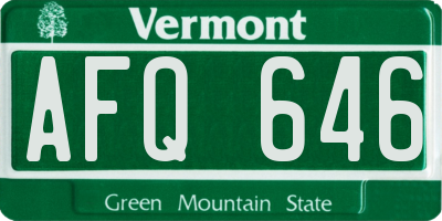 VT license plate AFQ646