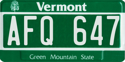VT license plate AFQ647