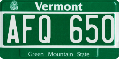 VT license plate AFQ650