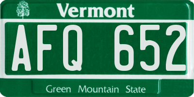 VT license plate AFQ652
