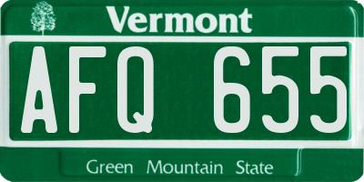 VT license plate AFQ655