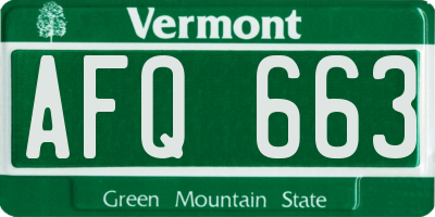 VT license plate AFQ663