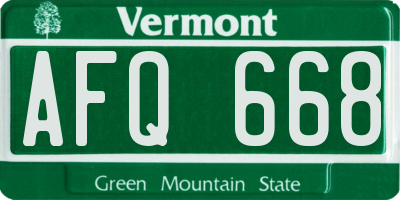 VT license plate AFQ668