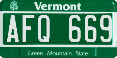 VT license plate AFQ669
