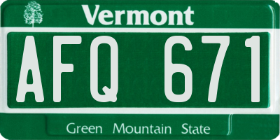 VT license plate AFQ671