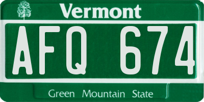 VT license plate AFQ674