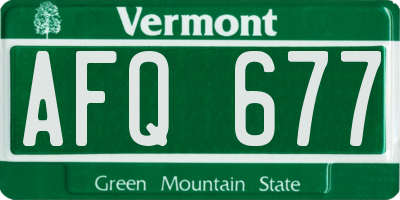 VT license plate AFQ677