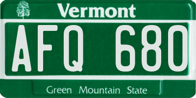 VT license plate AFQ680