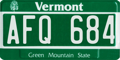 VT license plate AFQ684