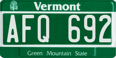 VT license plate AFQ692
