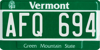 VT license plate AFQ694