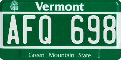 VT license plate AFQ698
