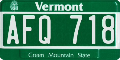 VT license plate AFQ718