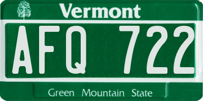 VT license plate AFQ722