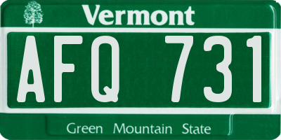VT license plate AFQ731