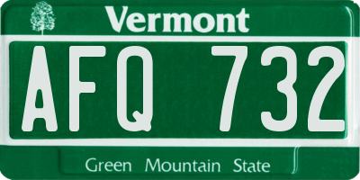 VT license plate AFQ732
