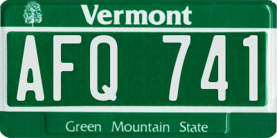 VT license plate AFQ741