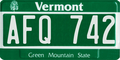 VT license plate AFQ742