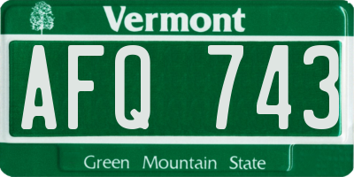 VT license plate AFQ743