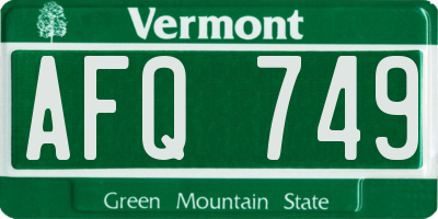 VT license plate AFQ749