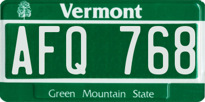 VT license plate AFQ768