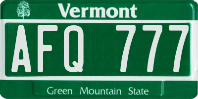 VT license plate AFQ777