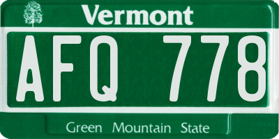 VT license plate AFQ778