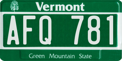 VT license plate AFQ781