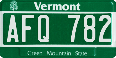 VT license plate AFQ782