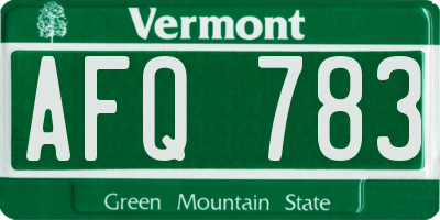 VT license plate AFQ783