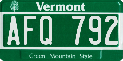 VT license plate AFQ792