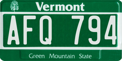 VT license plate AFQ794