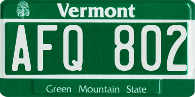 VT license plate AFQ802