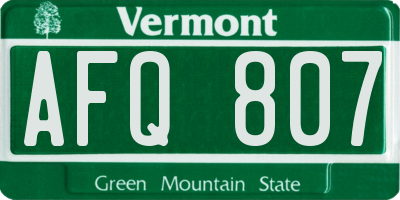 VT license plate AFQ807