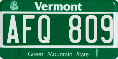 VT license plate AFQ809